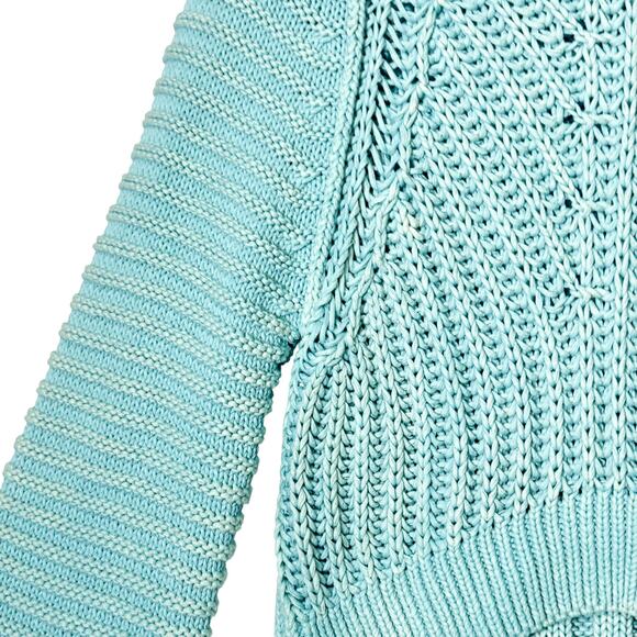 Free People Womens Sweetheart Mock Sweater in Ocean Blue, Boho Slouchy | XS - Picture 4 of 9
